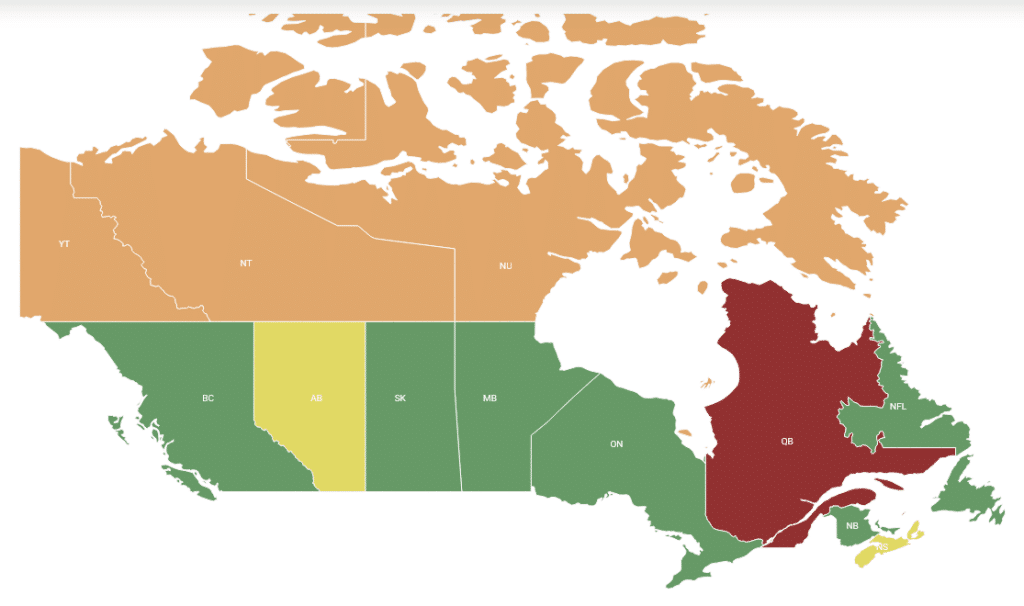 Surrogacy in Canada Map